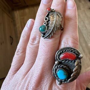 Vintage feather ring pair